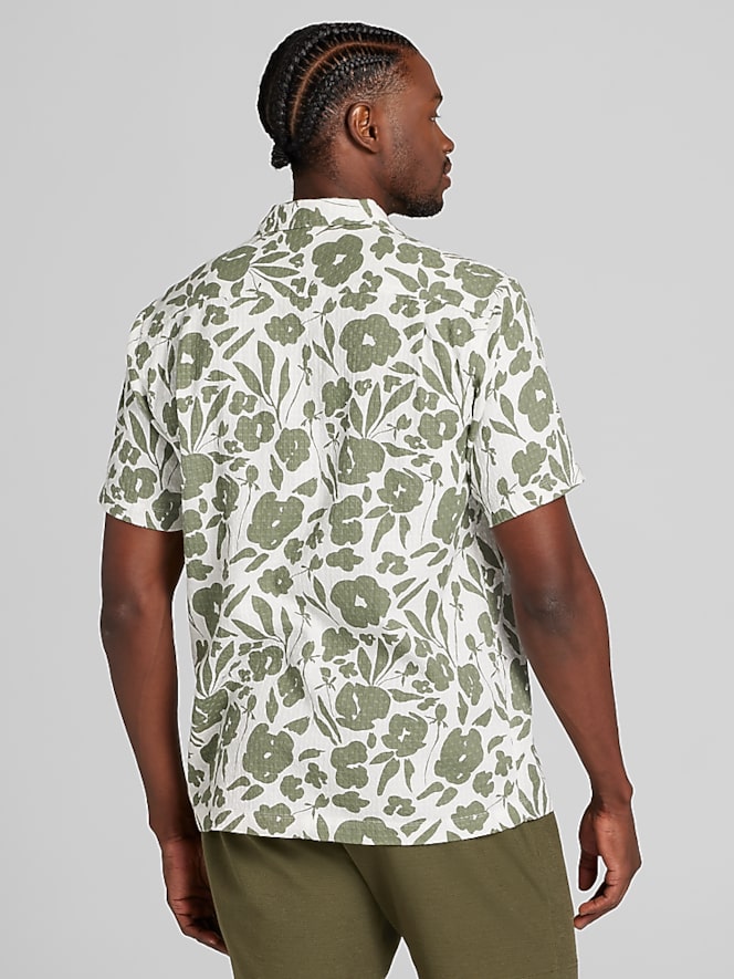 Joseph Abboud Modern Fit 100% Cotton Floral Camp Shirt