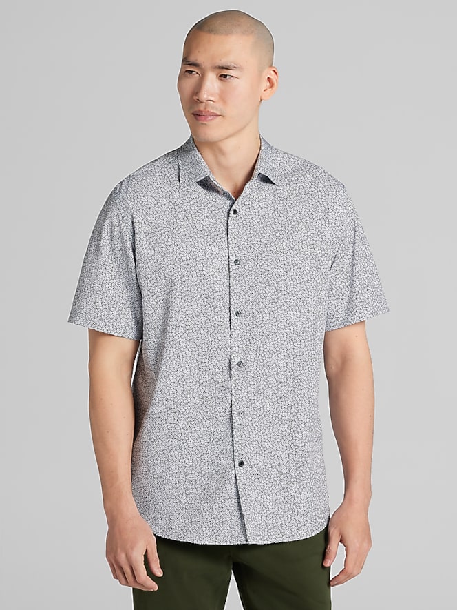 Awearness Kenneth Cole CHILLFLEX Modern Fit Mini Flower 4-way Stretch Button-Up Shirt