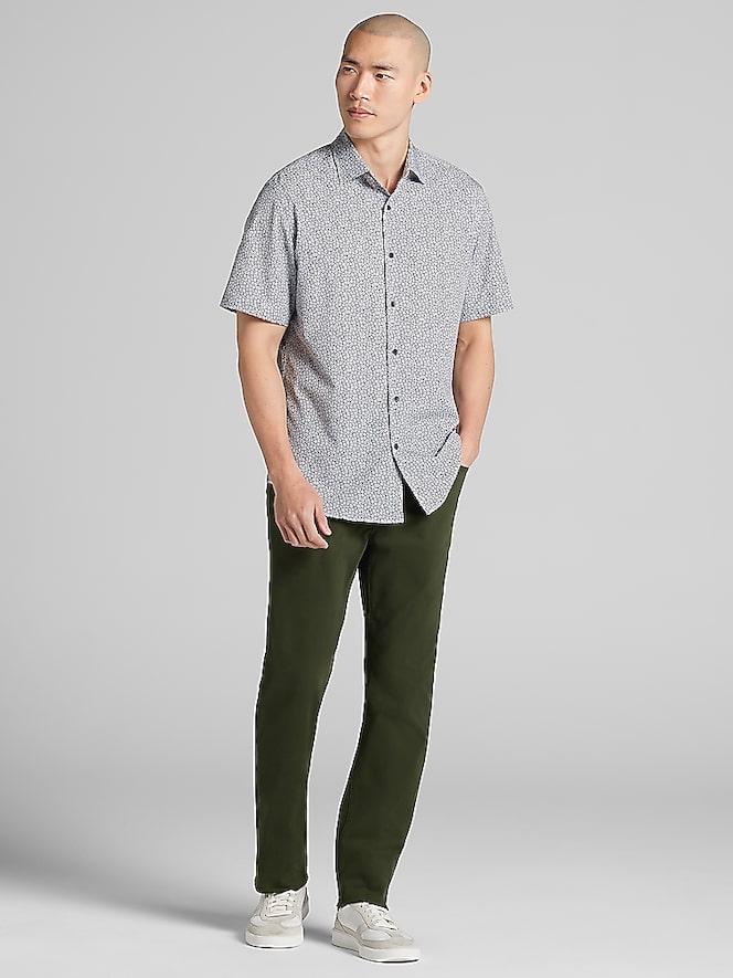 Awearness Kenneth Cole CHILLFLEX Modern Fit Mini Flower 4-way Stretch Button-Up Shirt