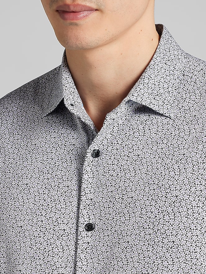 Awearness Kenneth Cole CHILLFLEX Modern Fit Mini Flower 4-way Stretch Button-Up Shirt