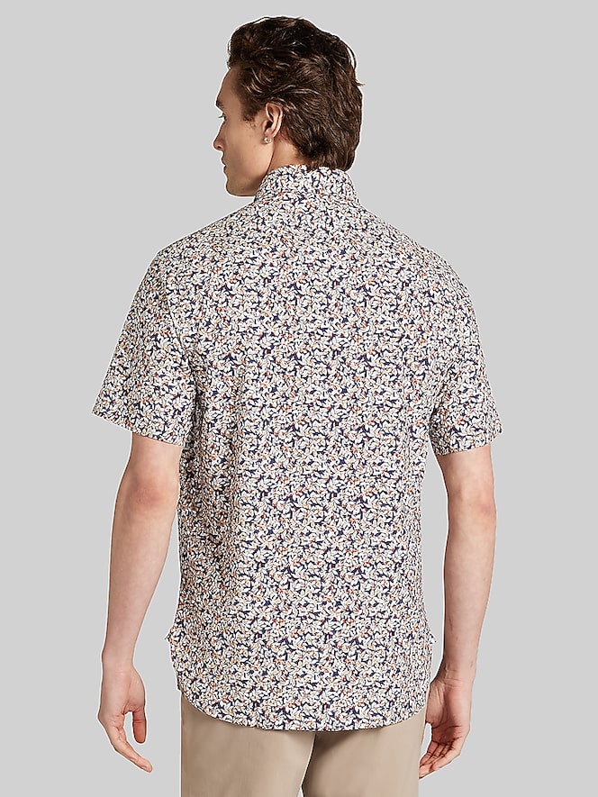 Joseph Abboud Modern Fit Micro Floral Short Sleeve Woven Shirt