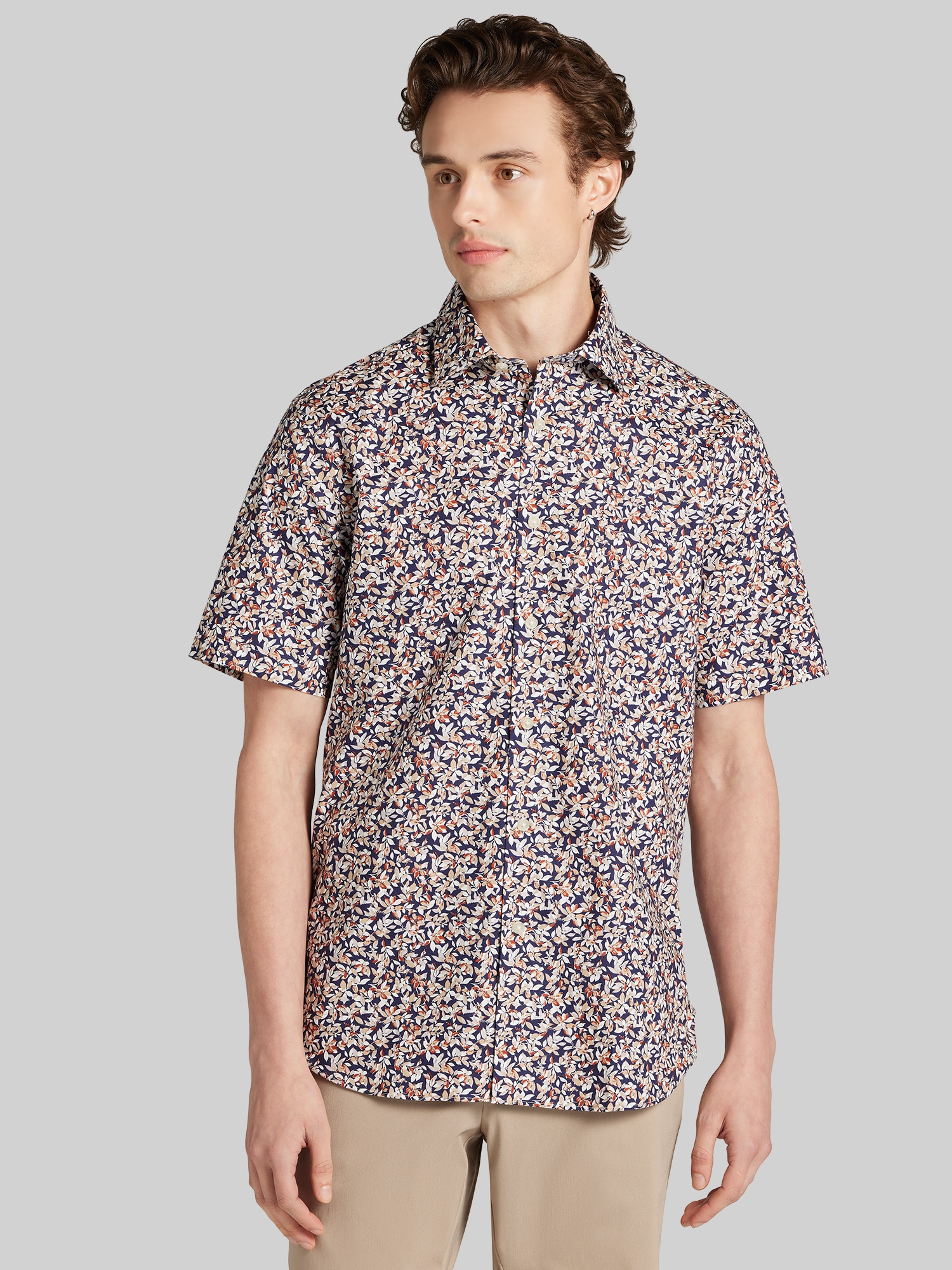Modern Fit Micro Floral Short Sleeve Woven Shirt