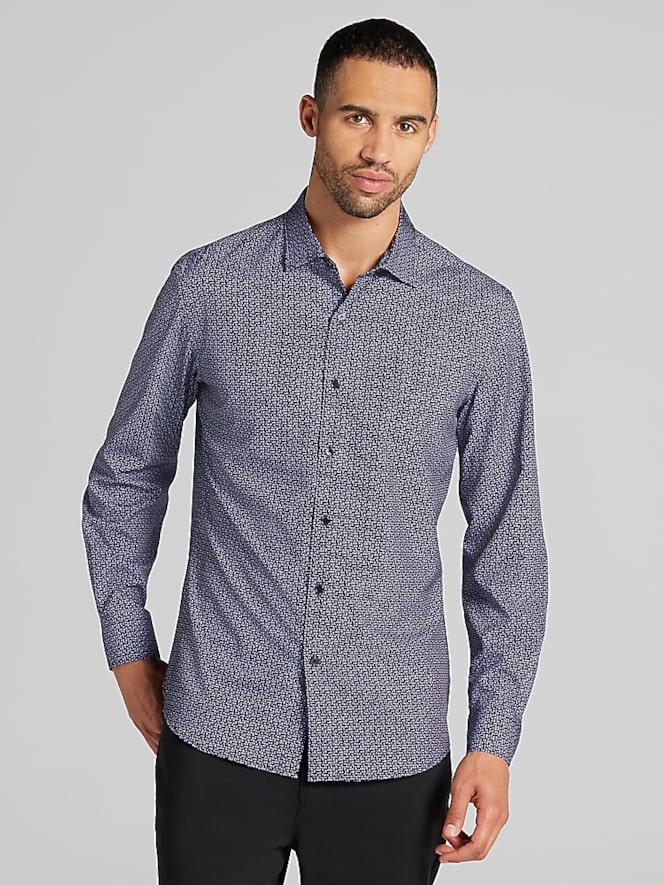 Awearness Kenneth Cole Slim Fit Geo 4-Way Stretch Button Up Shirt