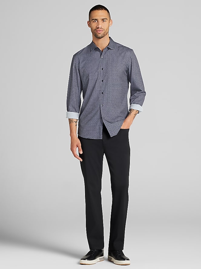 Awearness Kenneth Cole Slim Fit Geo 4-Way Stretch Button Up Shirt