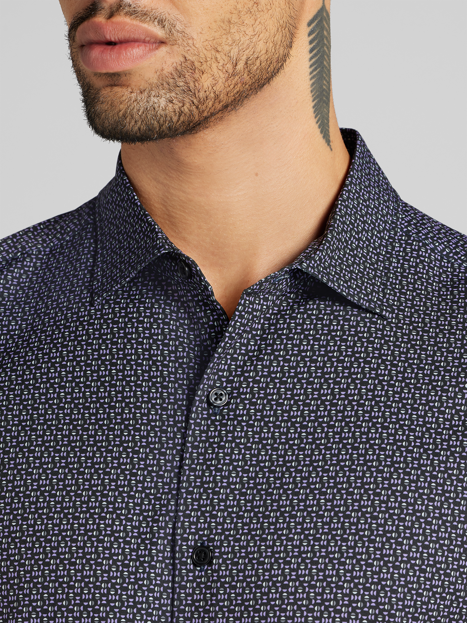 Slim Fit Geo 4-Way Stretch Button Up Shirt