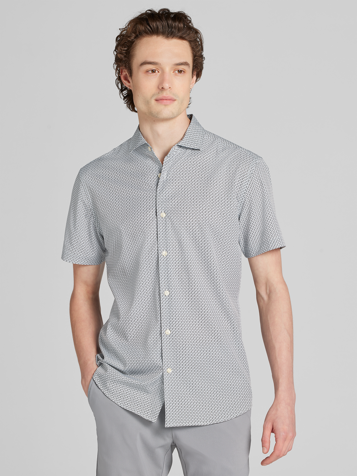 CHILLFLEX Modern Fit Short Sleeve Button Up Shirt