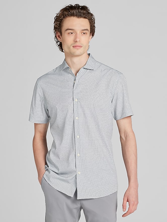 Awearness Kenneth Cole CHILLFLEX Modern Fit Short Sleeve Button Up Shirt