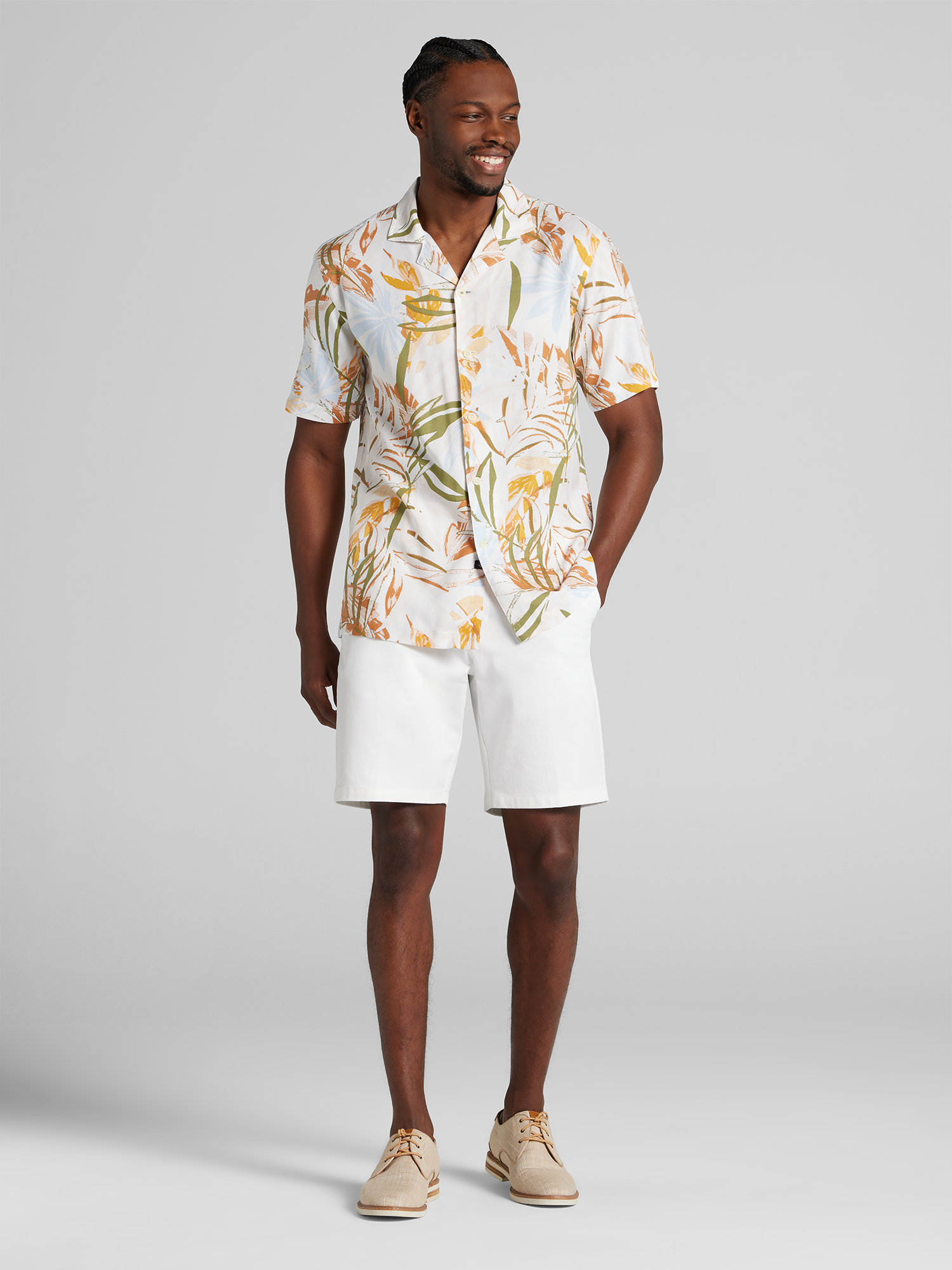 Modern Fit Rayon Short Sleeve Camp Shirt
