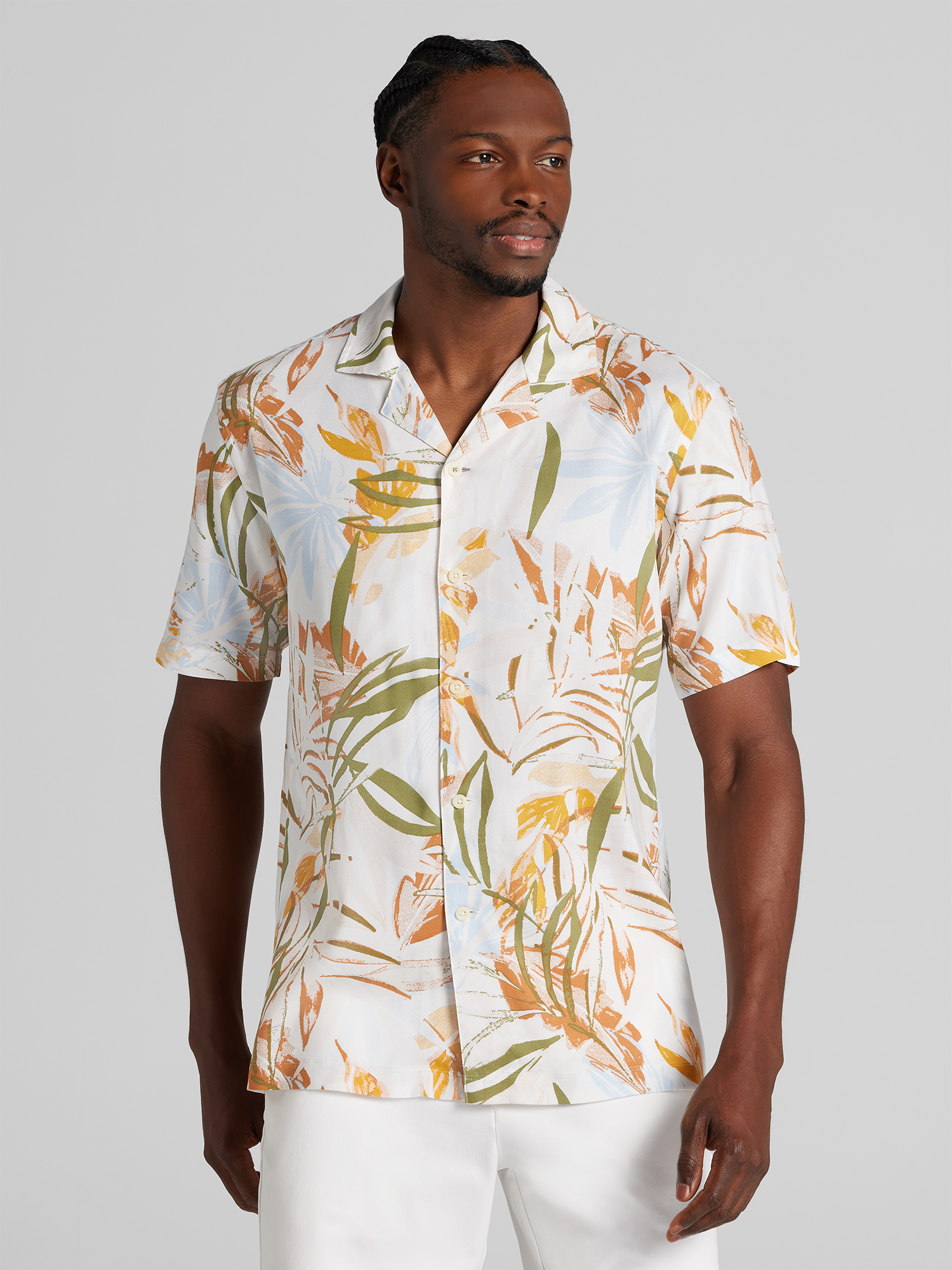 Modern Fit Rayon Short Sleeve Camp Shirt