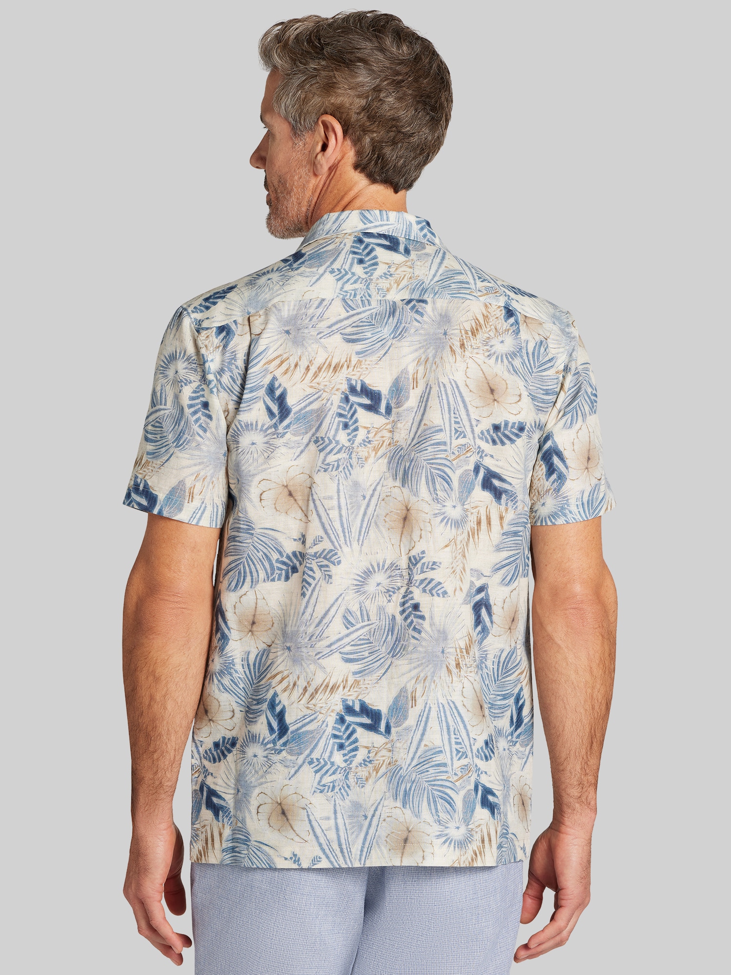 Modern Fit Tropical Leaf Camp Shirt
