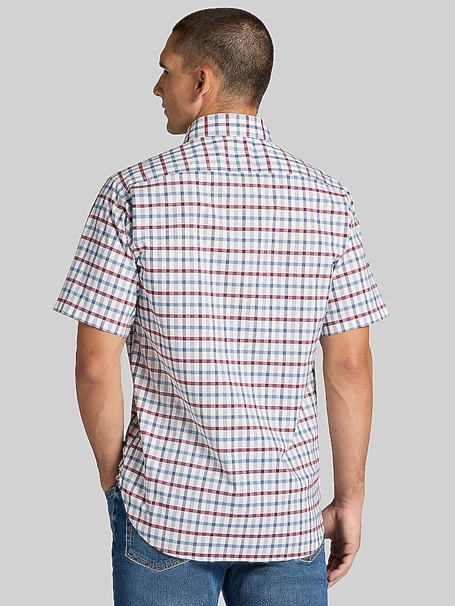 Joseph Abboud Modern Fit Short Sleeve Check Button Up Shirt