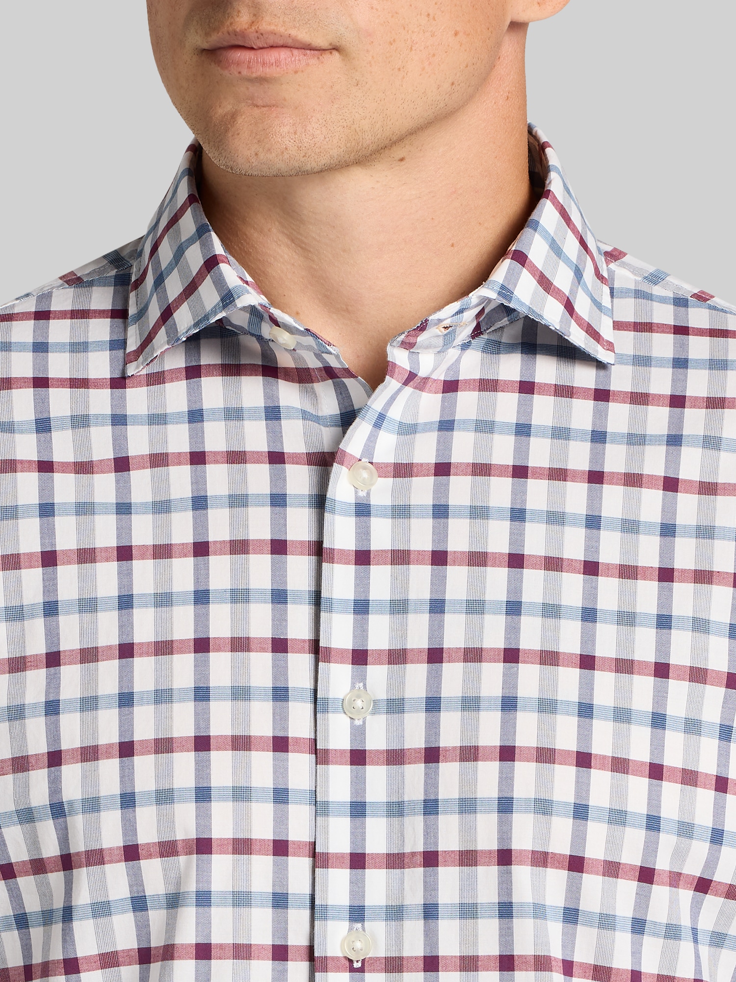 Modern Fit Short Sleeve Check Button Up Shirt