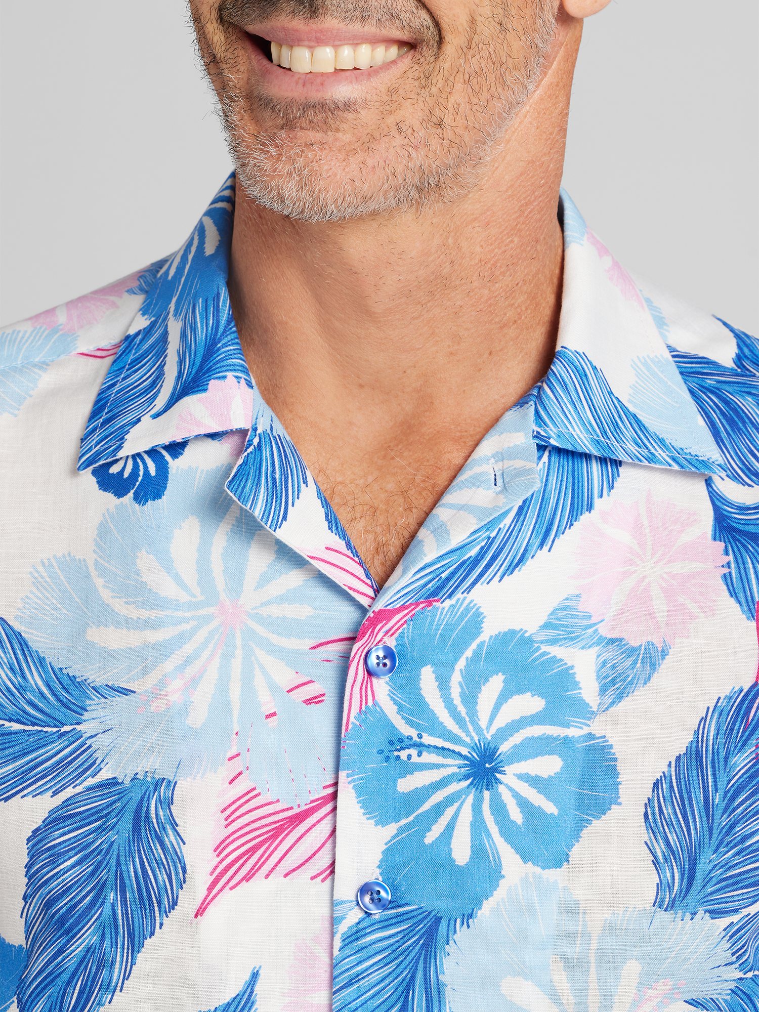 Modern Fit Tropical Floral Camp Shirt