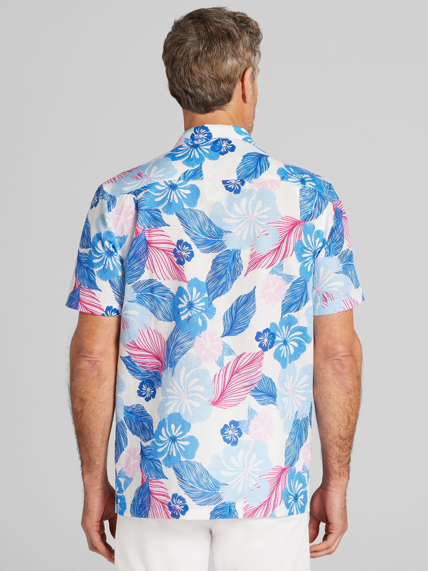 Modern Fit Tropical Floral Camp Shirt