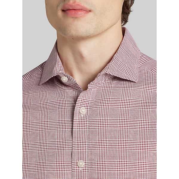 Joseph Abboud Men's Classic Fit Plaid Button Up Shirt Burgundy - Size: Small