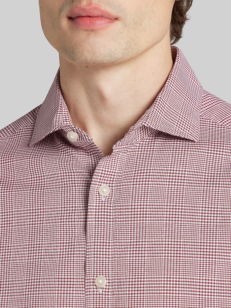mens burgundy plaid dress shirt Men - White/Plaid Relaxed-Fit Shirt - Size: 3XL