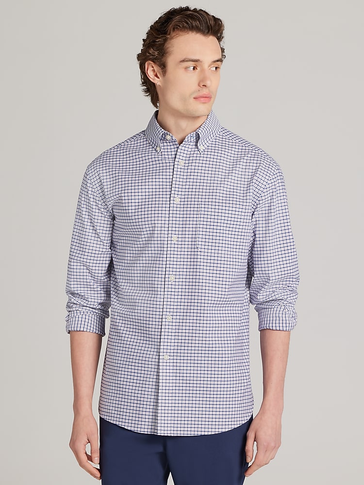 grid dress shirt Polo Ralph Lauren Men's Purepress Cotton Oxford Shirt - Blue/White
