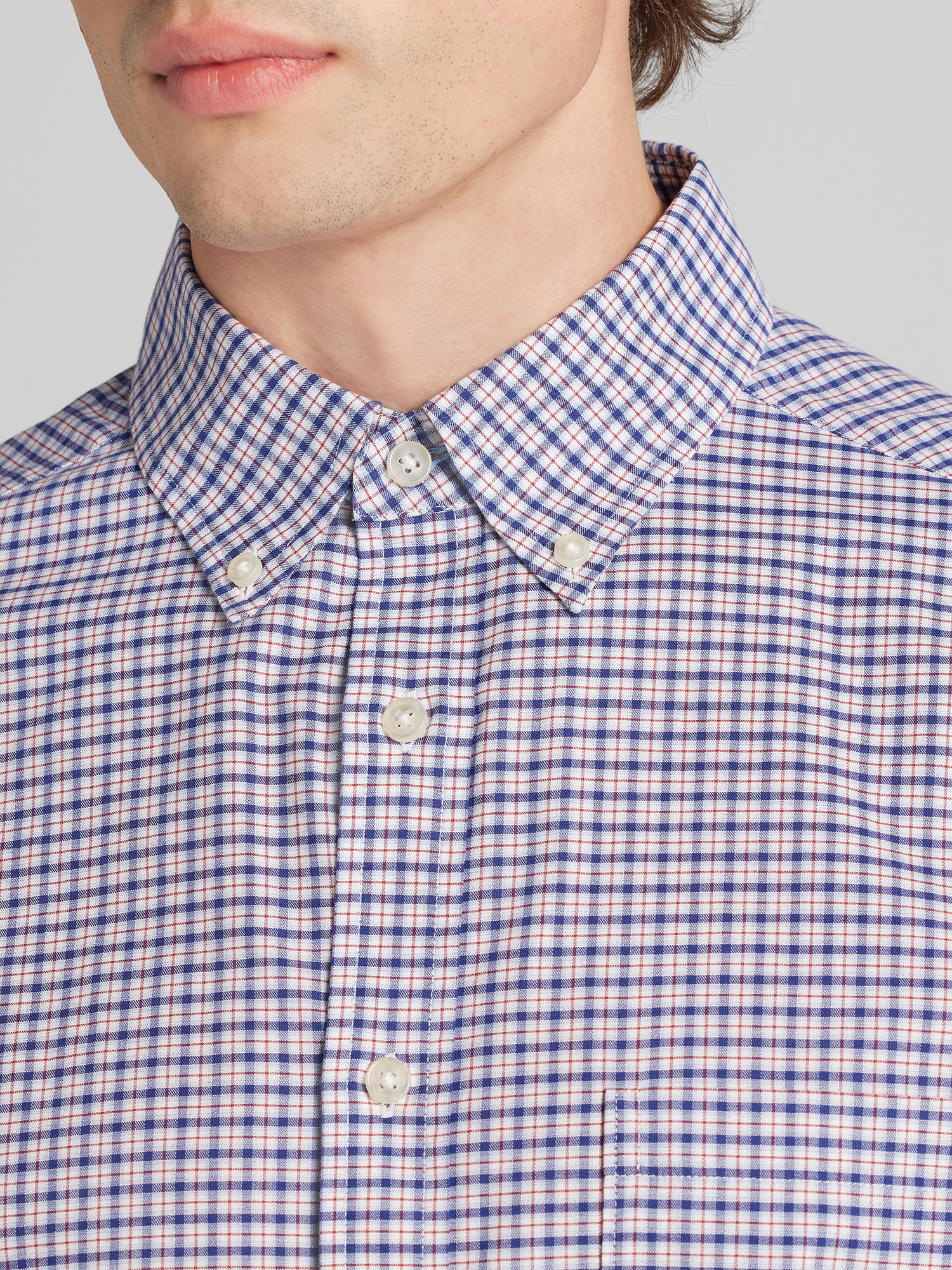 Classic Fit Grid Pattern Button Up Shirt