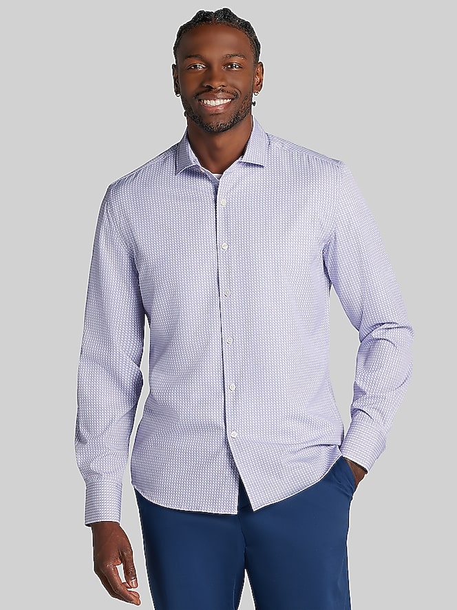 Awearness Kenneth Cole Modern Fit Micro Geo 4-Way Stretch Button Up Shirt