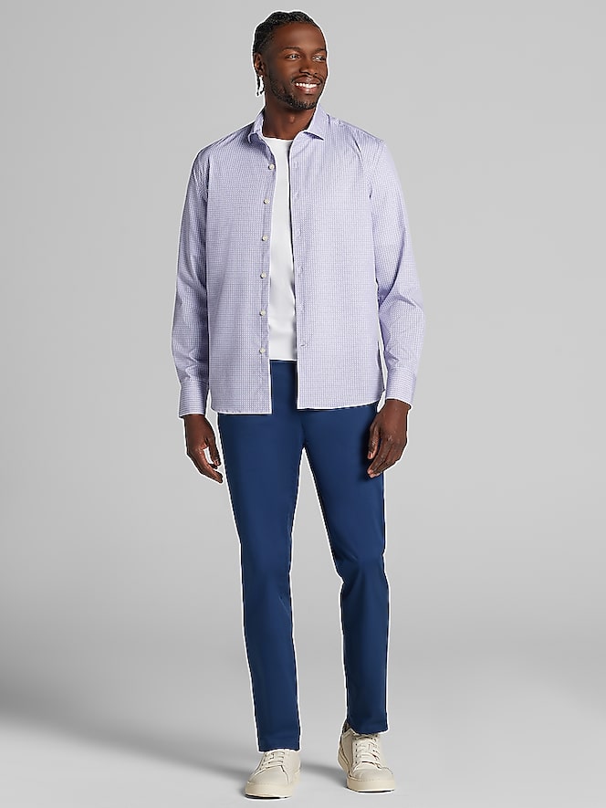 Awearness Kenneth Cole Modern Fit Micro Geo 4-Way Stretch Button Up Shirt