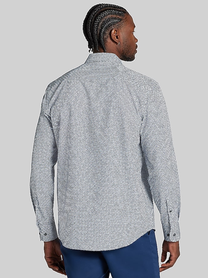 Awearness Kenneth Cole Modern Fit Mini Geo Woven 4‑Way Stretch Button Up Shirt
