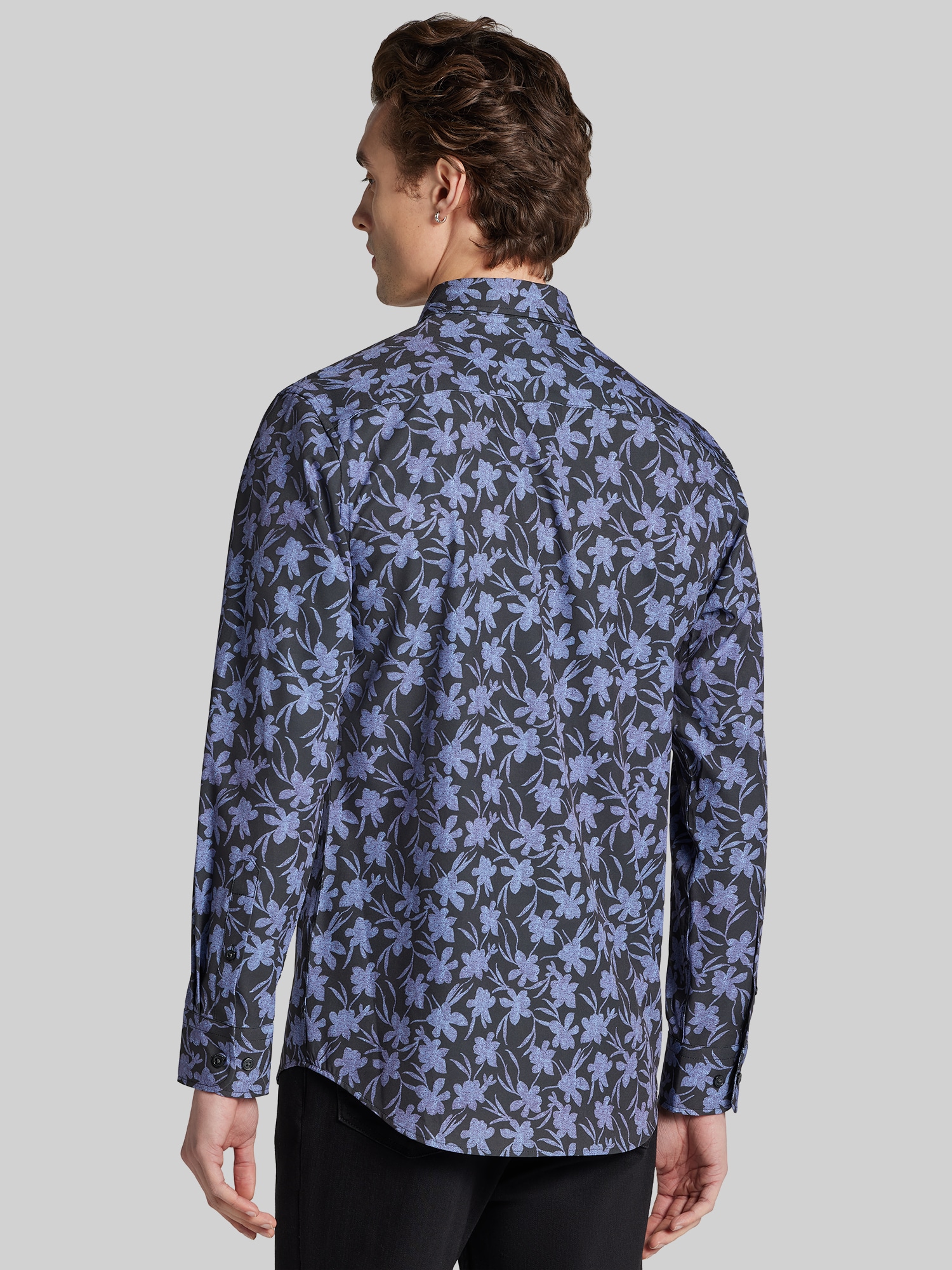 Slim Fit Modern Floral Woven 4‑Way Stretch Button Up Shirt