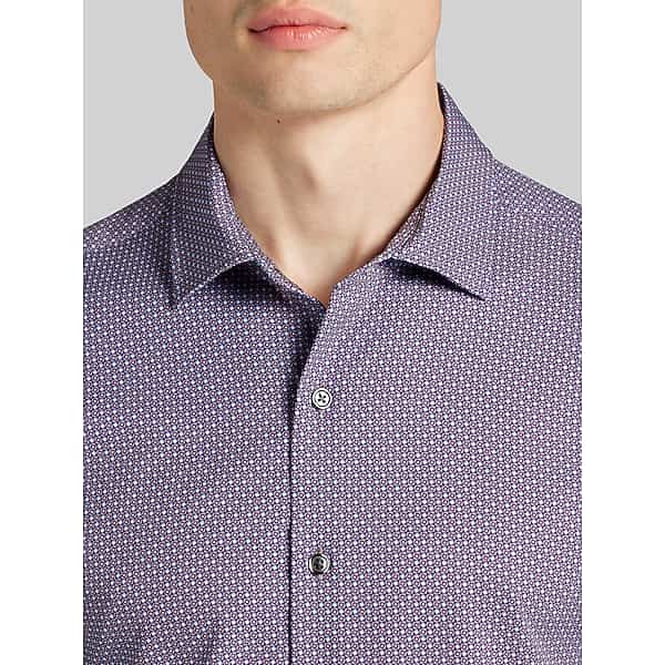 Awearness Kenneth Cole Men's CHILLFLEX Slim Fit 4-Way Stretch Button Up Shirt Purple/Blue - Size: Large