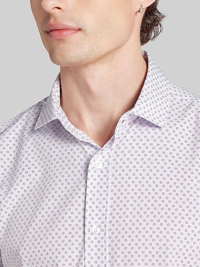 Men's Slim Fit Modern Floral Woven 4‑Way Stretch Button Up Shirt