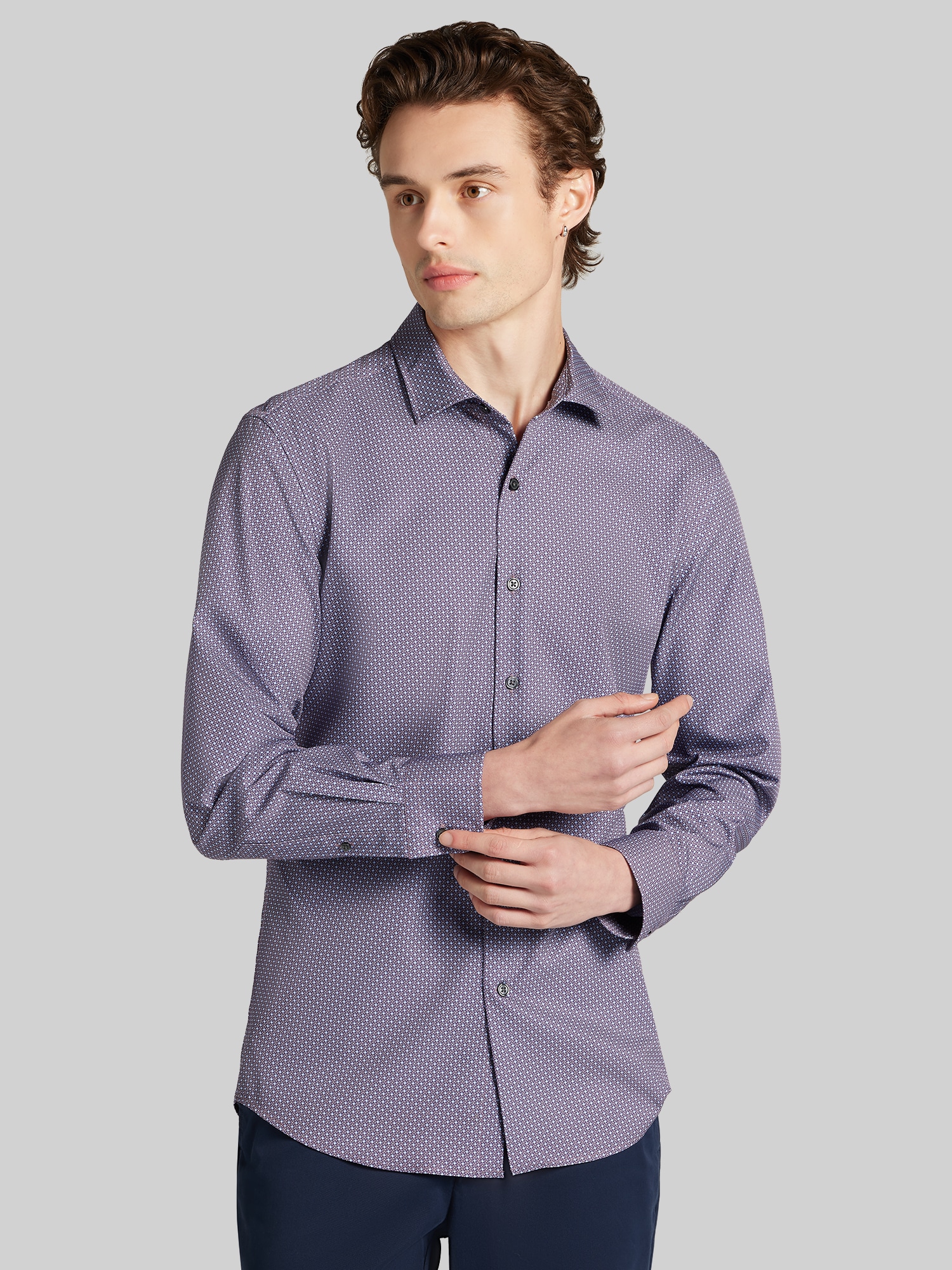Slim Fit 4-Way Stretch Button Up Shirt