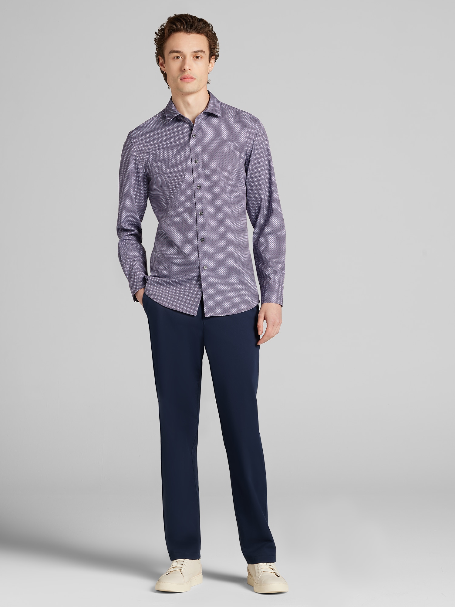Slim Fit 4-Way Stretch Button Up Shirt