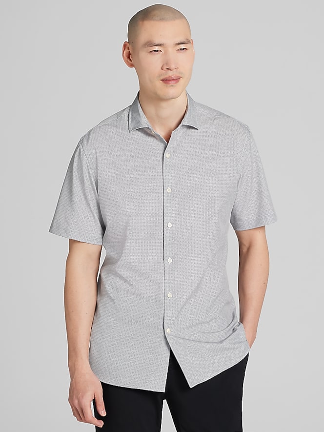 Awearness Kenneth Cole Modern Fit Short Sleeve Button Up Shirt
