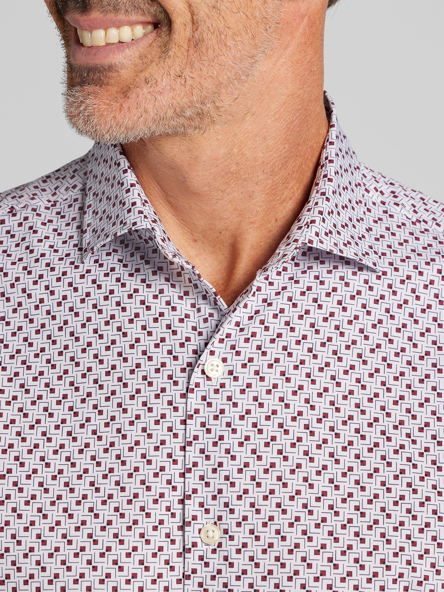 Modern Fit Interlocking Square Button Up Shirt