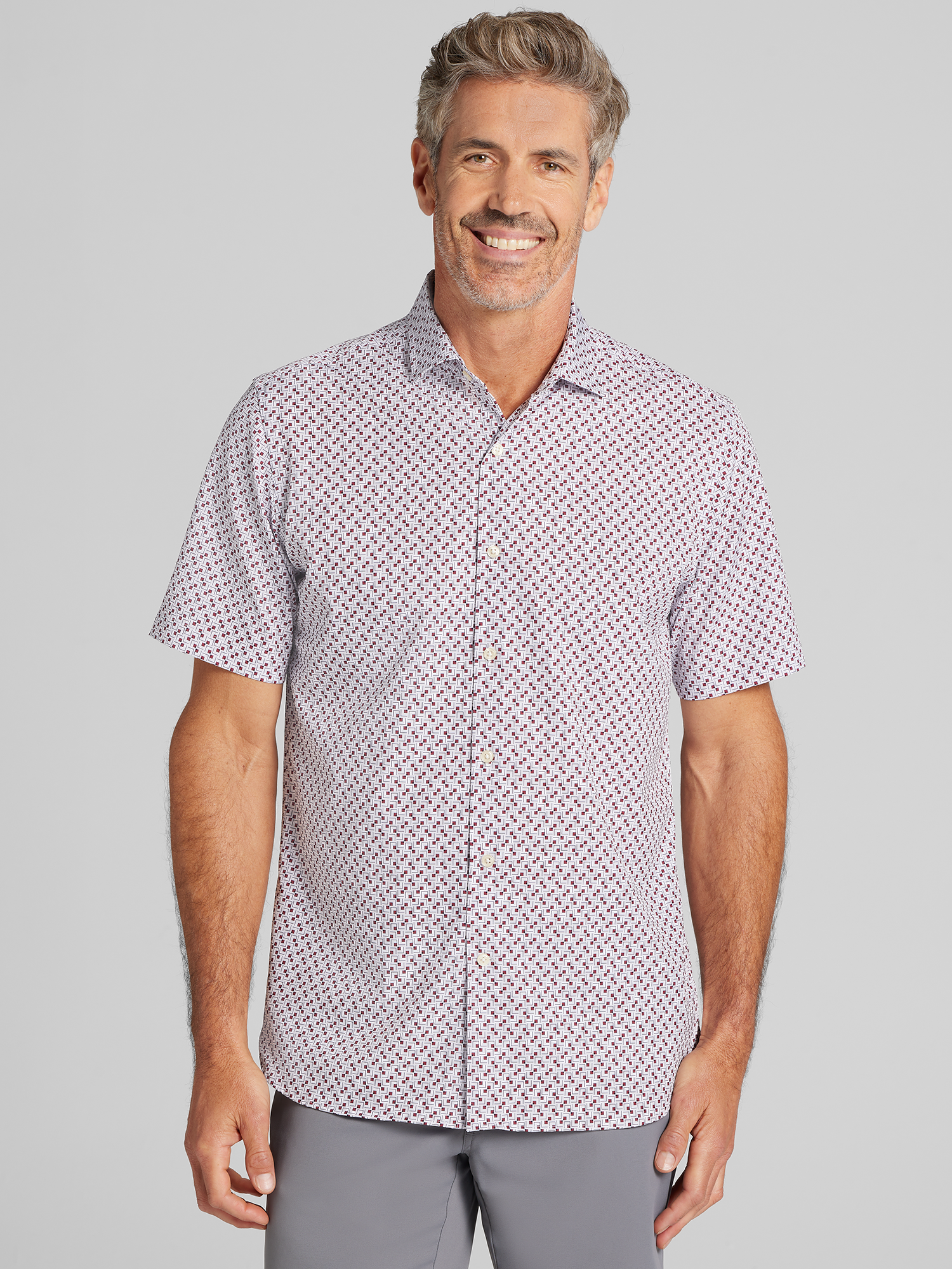 Modern Fit Interlocking Square Button Up Shirt