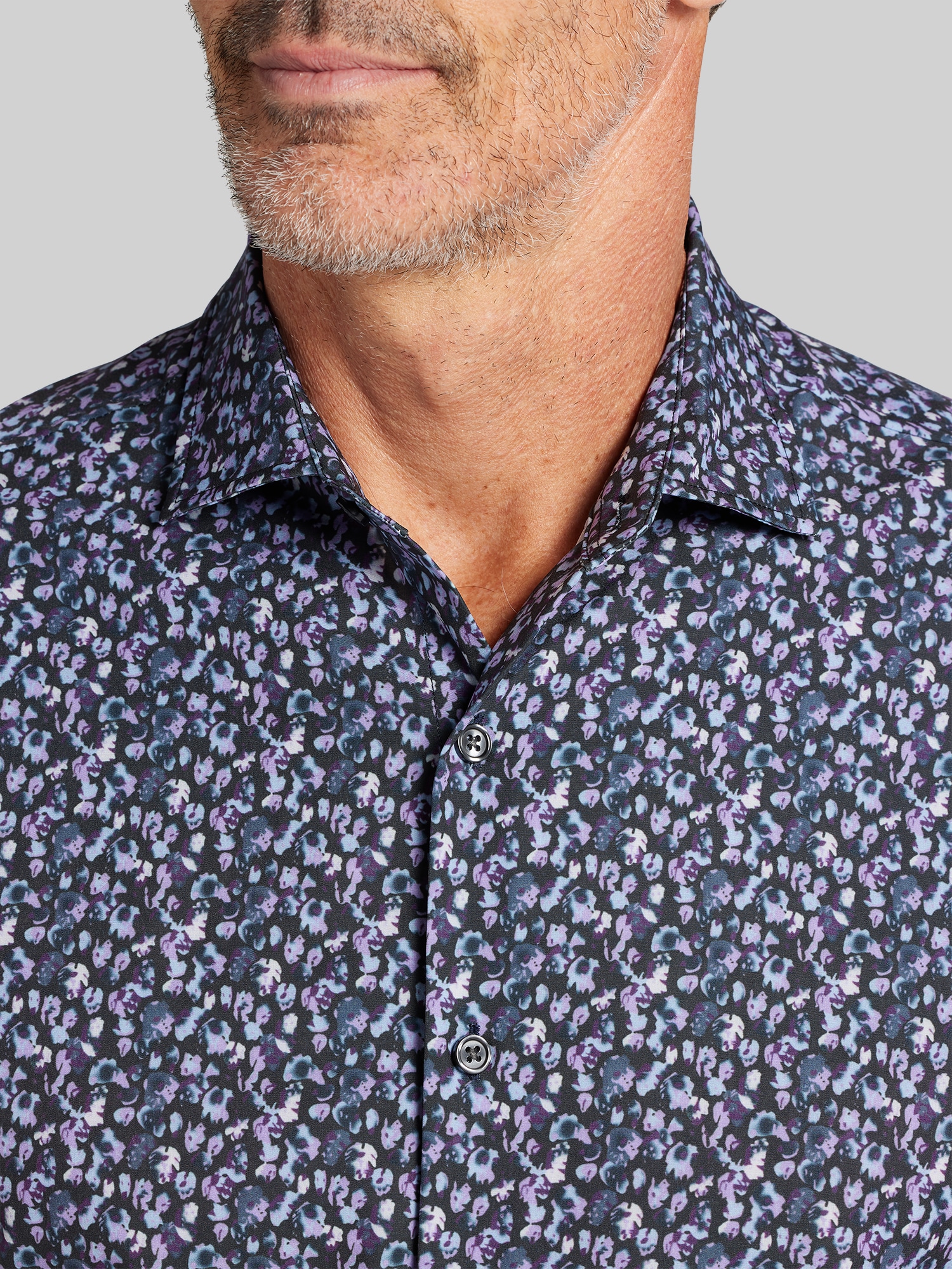 Modern Fit Stylized Leaf Button Up Shirt
