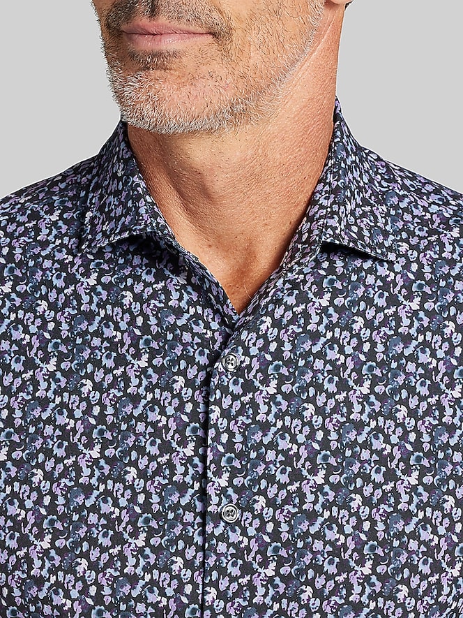 Awearness Kenneth Cole Modern Fit Stylized Leaf Button Up Shirt