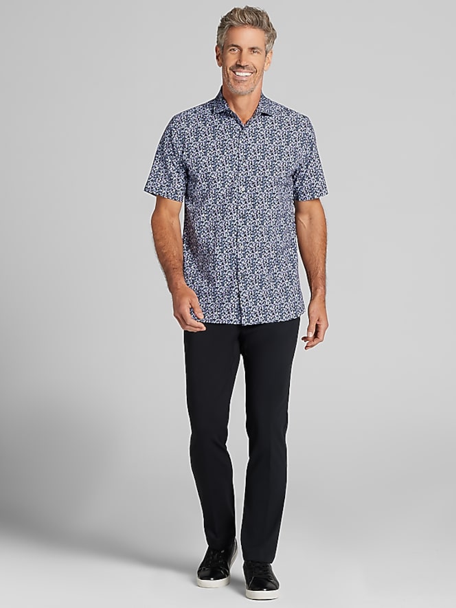 Awearness Kenneth Cole Modern Fit Stylized Leaf Button Up Shirt