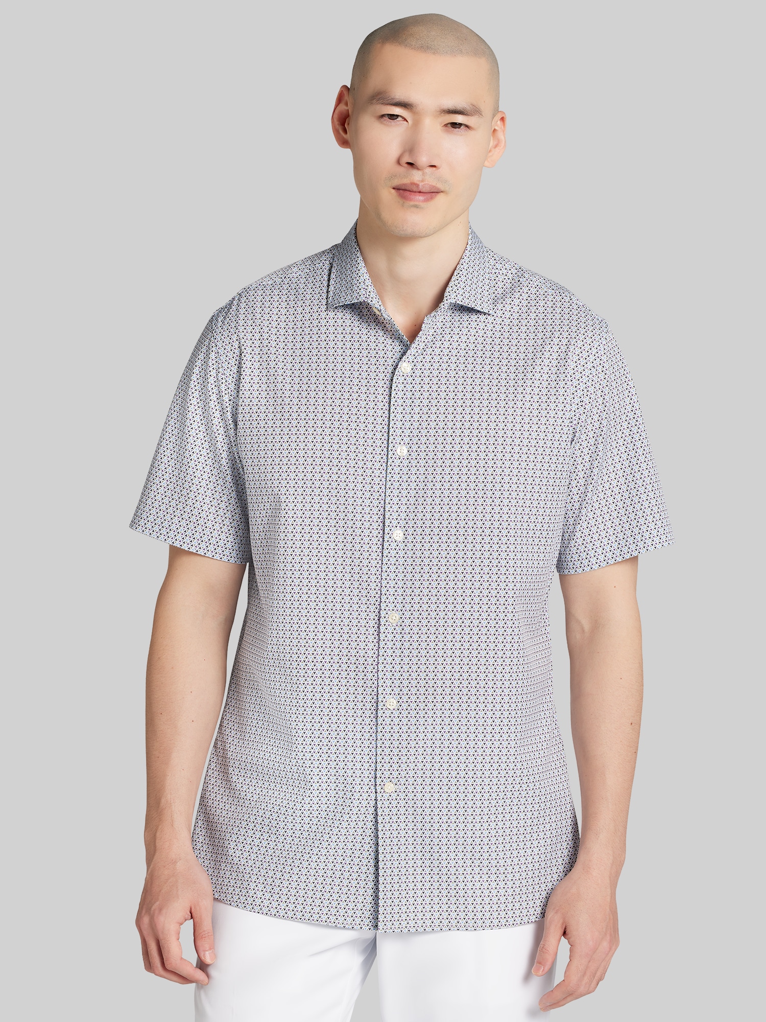 Modern Fit 4-Way Stretch Short Sleeve Button Up Shirt