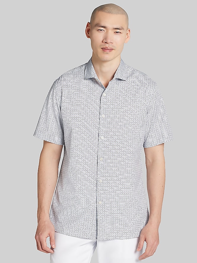 Awearness Kenneth Cole Modern Fit 4-Way Stretch Short Sleeve Button Up Shirt