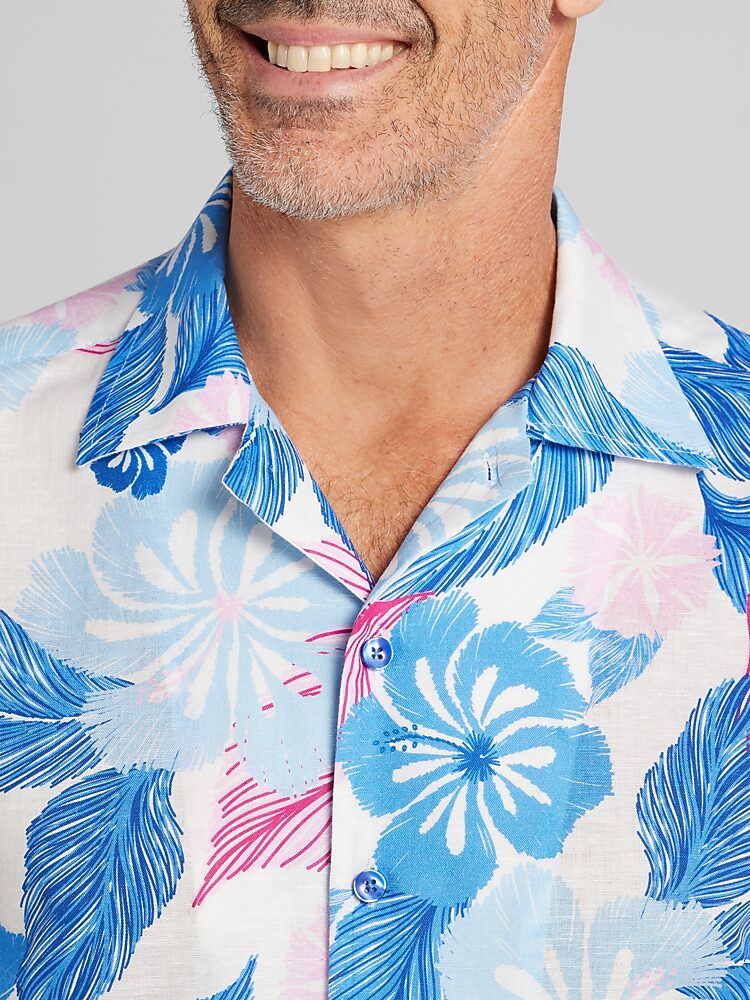 Joseph Abboud Modern Fit Camp Collar Hawaiian Shirt, White - Big & Tall |  Short Sleeve Button Up Shirts | Men's Wearhouse