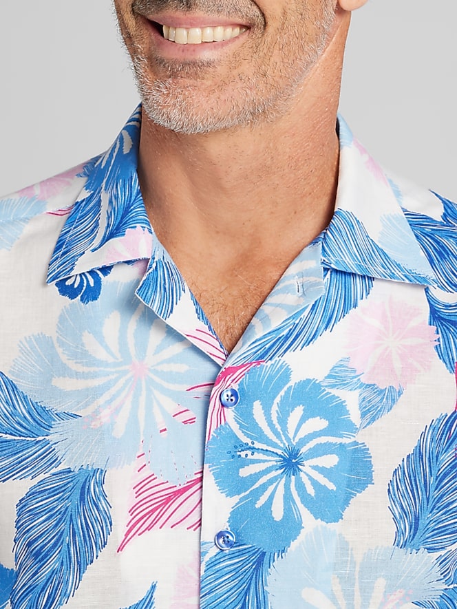 Joseph Abboud Modern Fit Camp Collar Hawaiian Shirt, White - Image 2 of 4