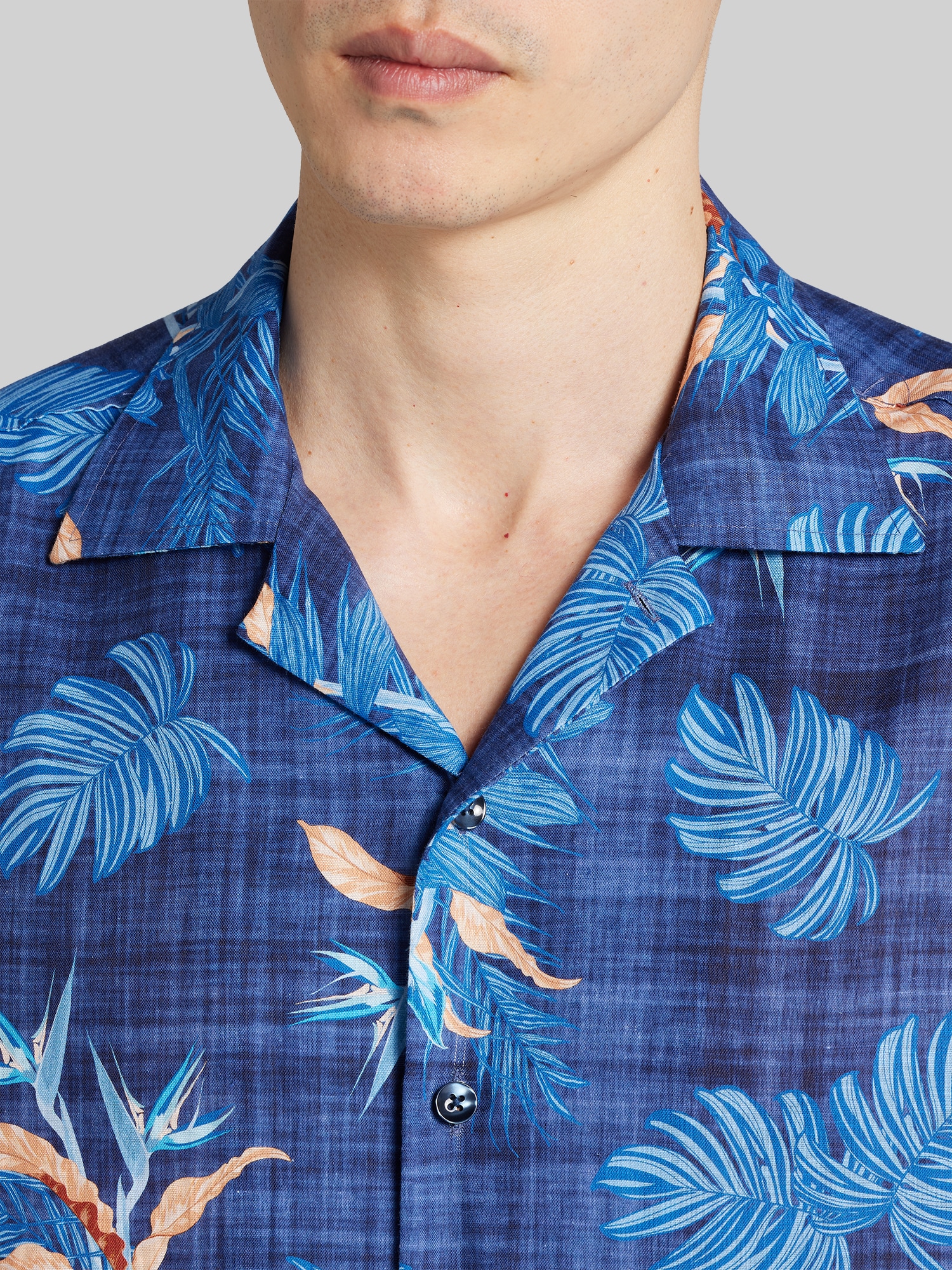 Modern Fit Tropical Fronds Camp Shirt