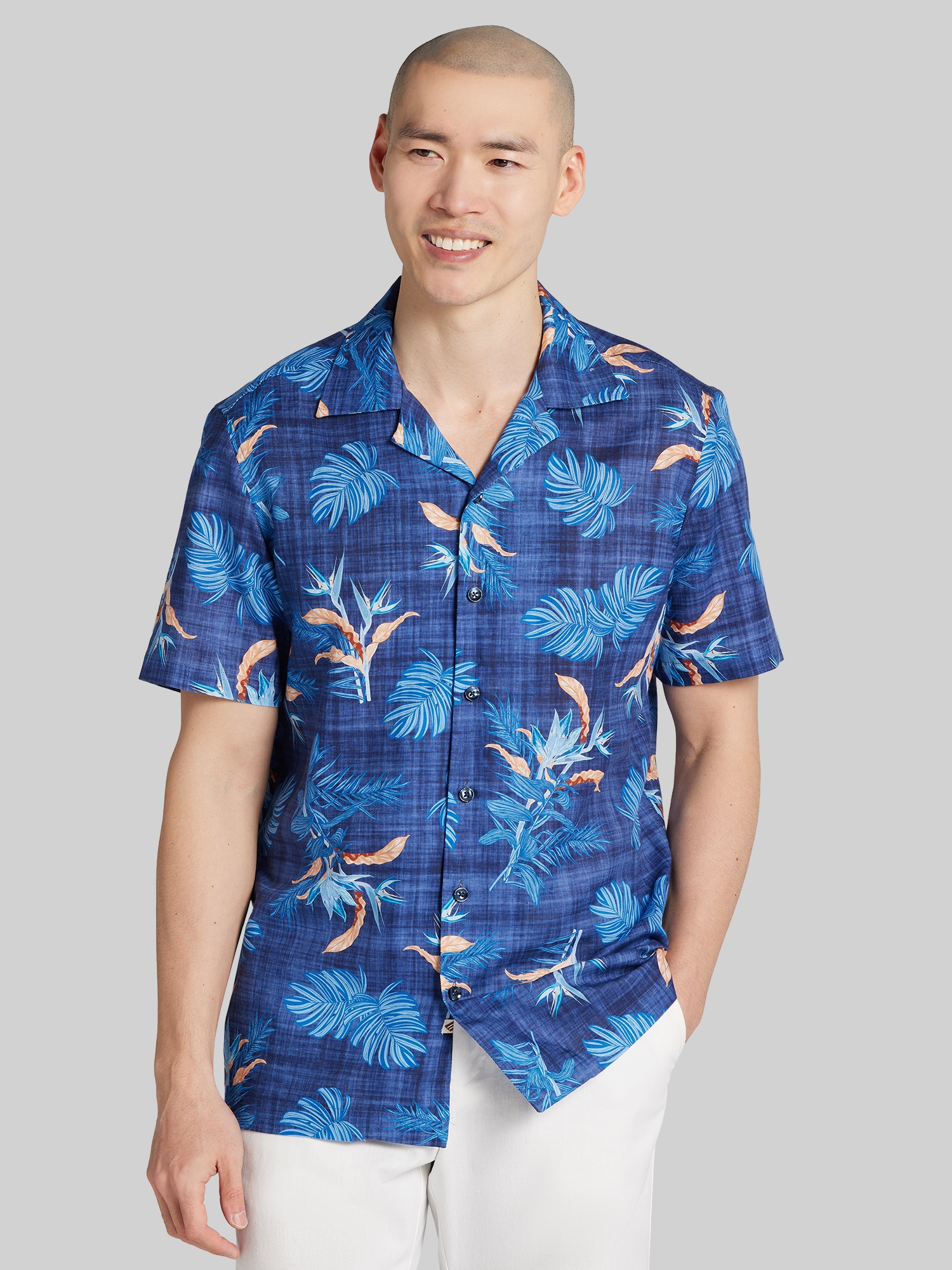 Modern Fit Tropical Fronds Camp Shirt
