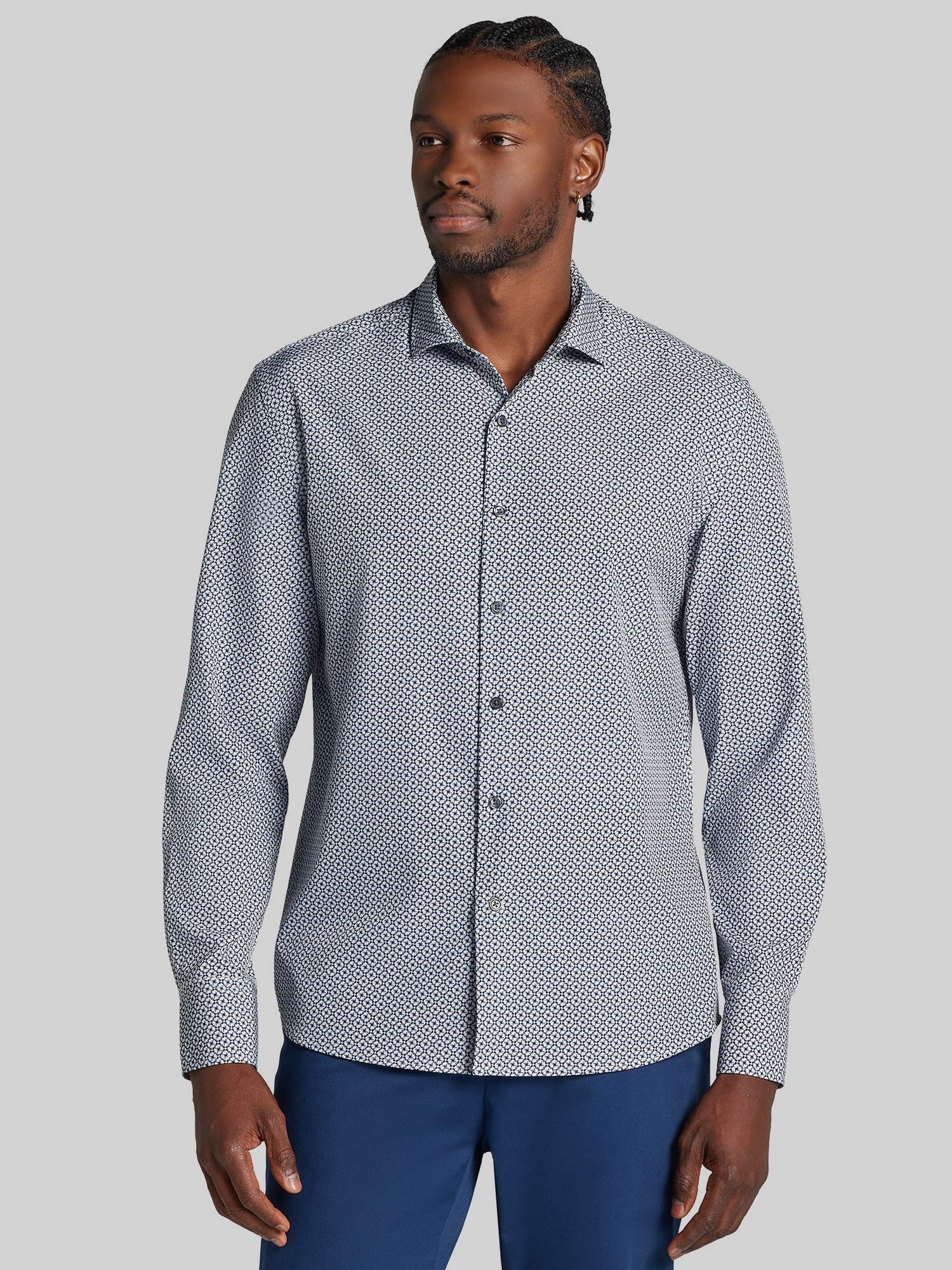 Modern Fit Triangle Geometric Button-Up Shirt