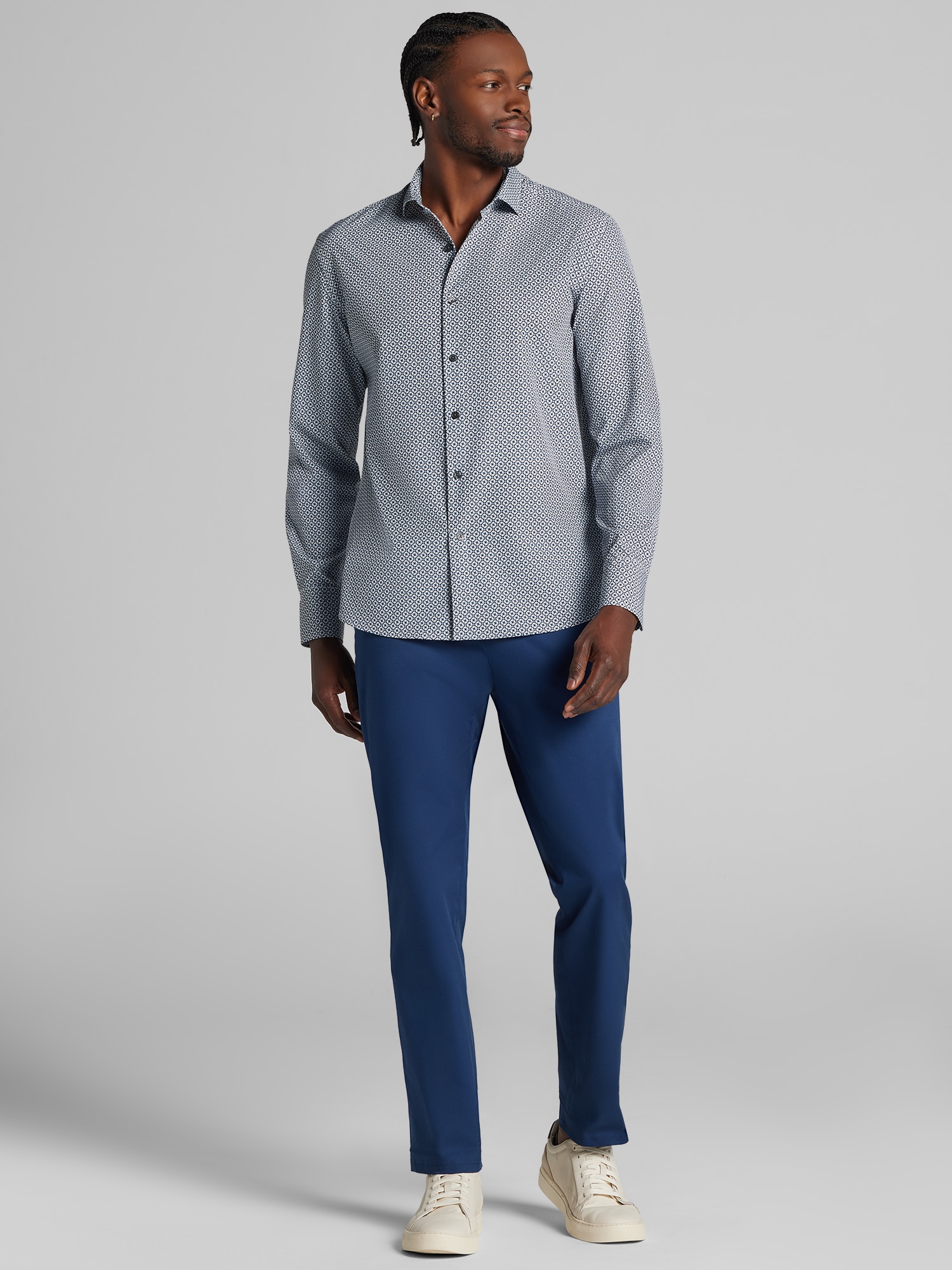 Modern Fit Triangle Geometric Button-Up Shirt