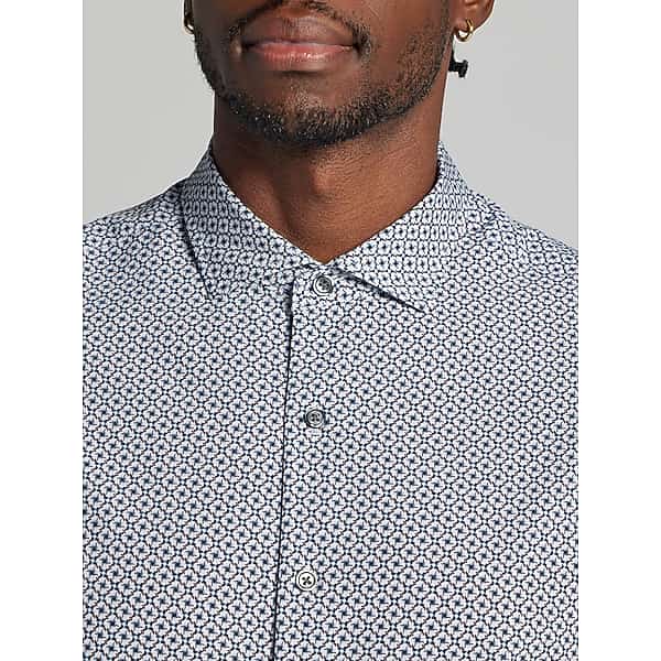 Awearness Kenneth Cole Big & Tall Men's Modern Fit Triangle Geometric Button-Up Shirt Black - Size: XLT