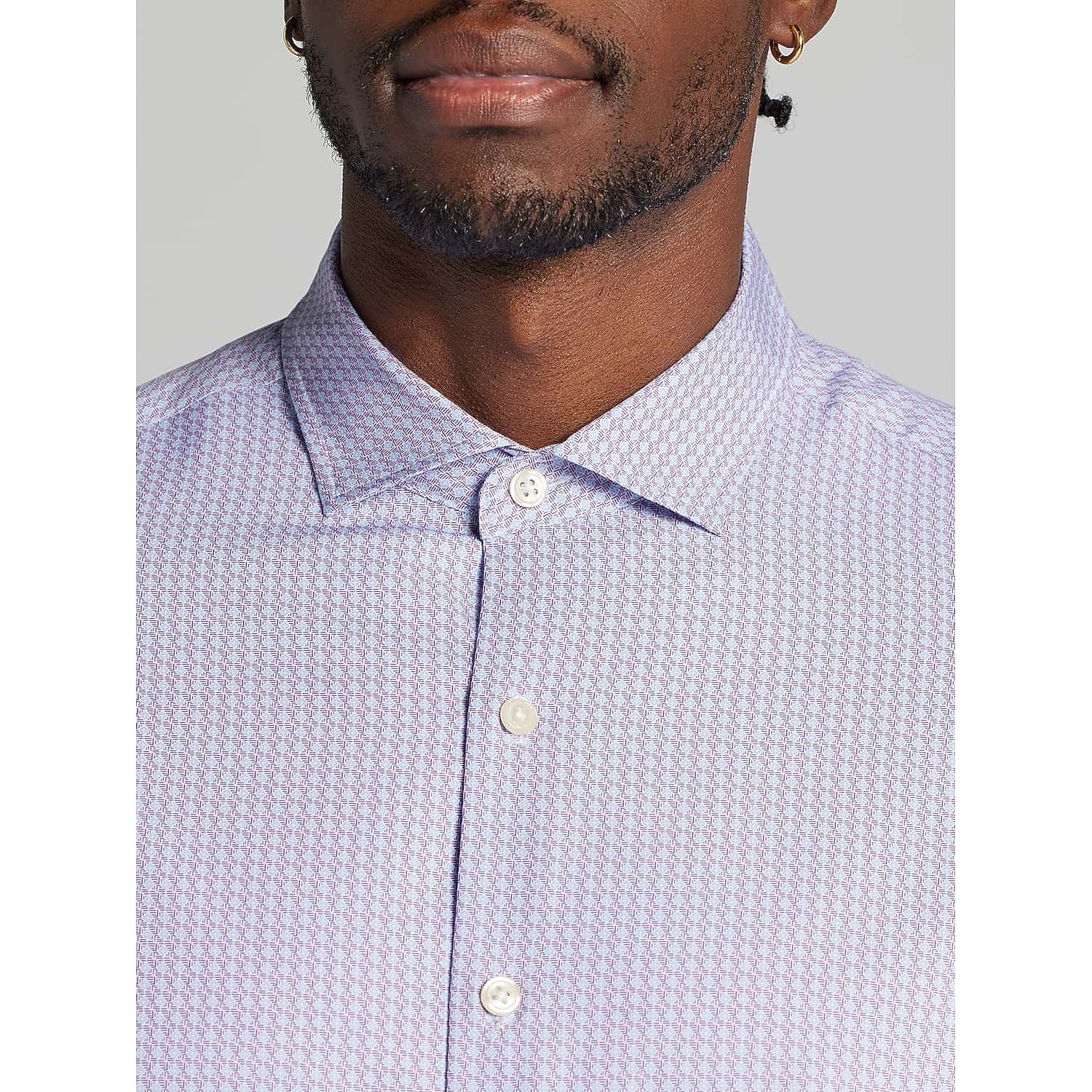 Awearness Kenneth Cole CHILLFLEX Modern Fit 4-Way Stretch Button-Up Shirt in Purple – Men’s Medium Dress Shirt