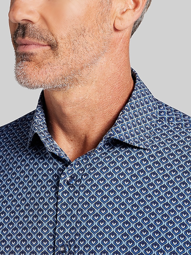 Men's Modern Fit Triangle Geometric Button-Up Shirt
