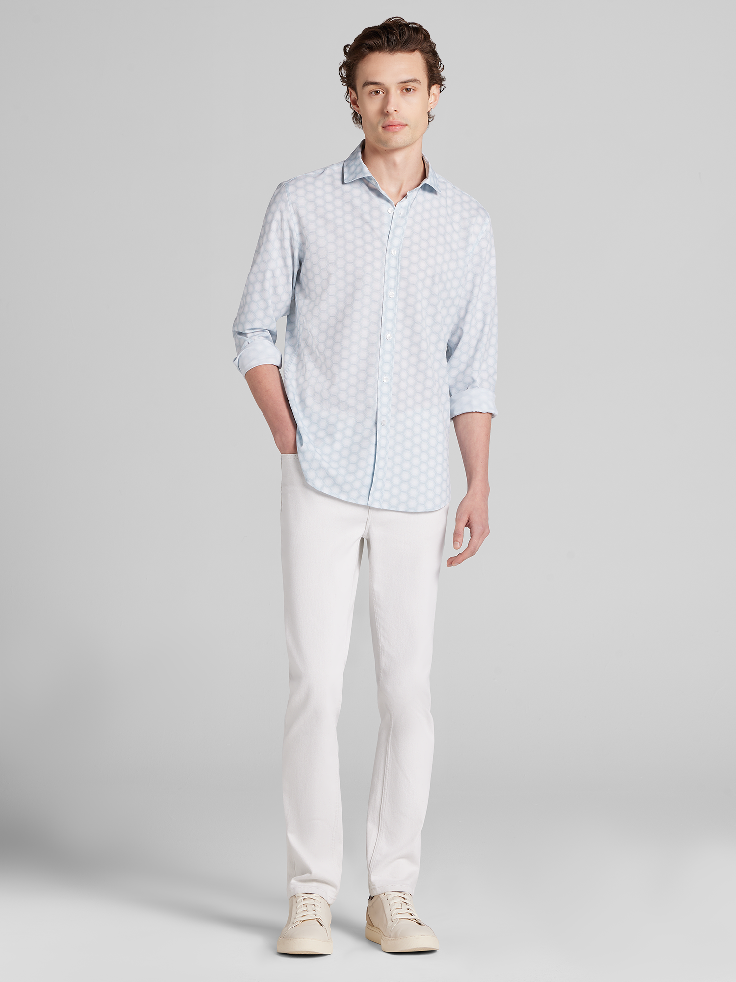 Slim Fit Geometric Button-Up Shirt
