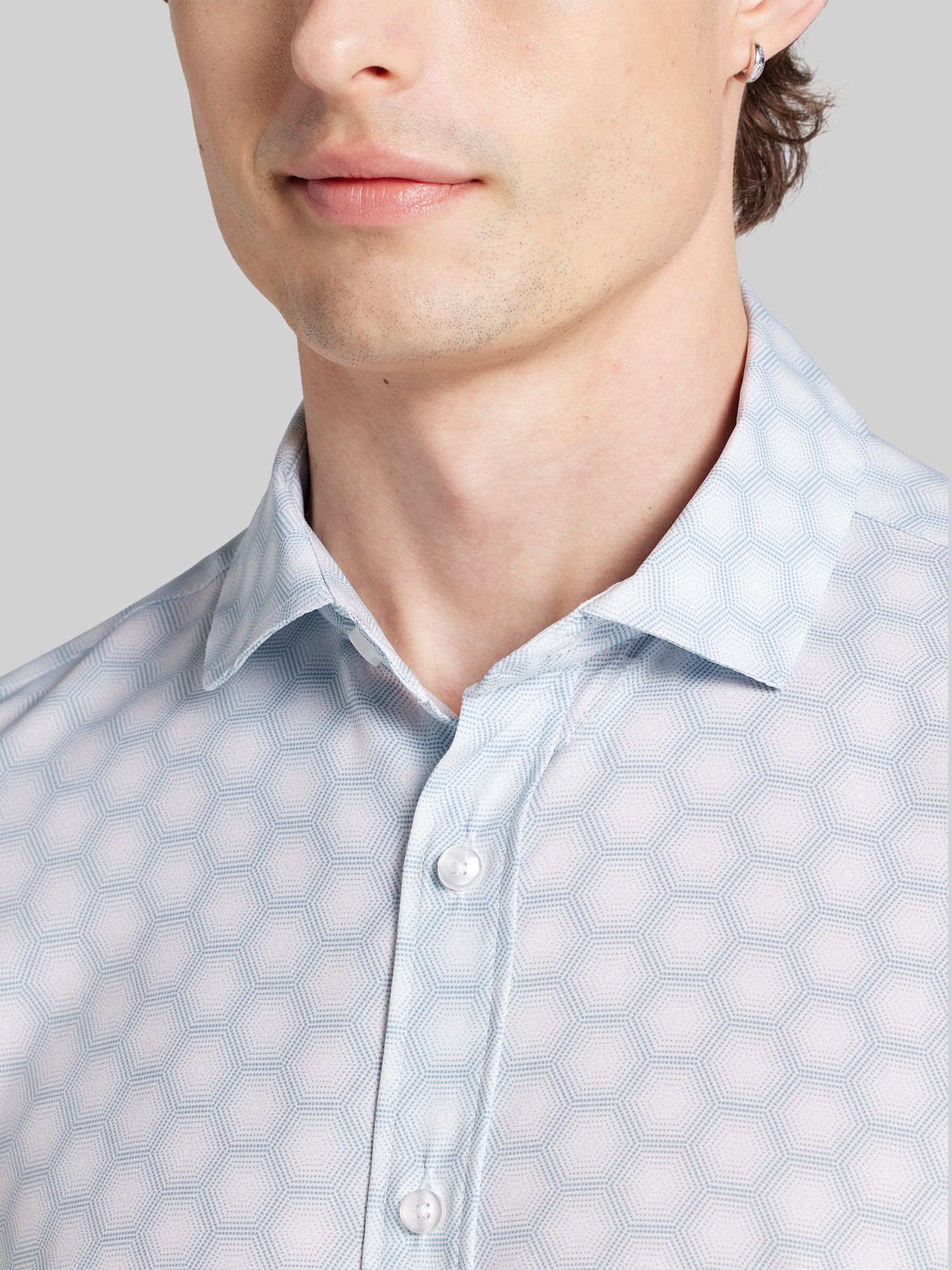 Slim Fit Geometric Button-Up Shirt