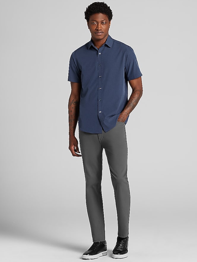 Awearness Kenneth Cole CHILLFLEX Modern Fit 4-Way Stretch Short Sleeve Button-Up Shirt